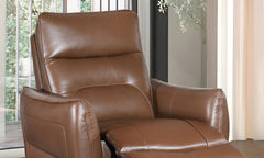 Contemporary Style Caramel Brown Finish Power Recliner Flare Welt Trim Arms Single Power Primary Living Room