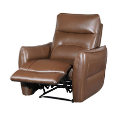 Contemporary Style Caramel Brown Finish Power Recliner Flare Welt Trim Arms Single Power Primary Living Room
