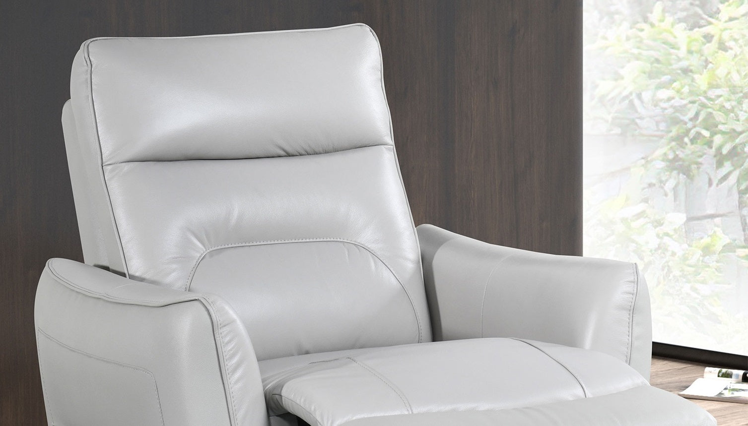 Contemporary Style Power Recliner Flare Welt Trim Arms Single Power Taupe Finish Primary Living Room