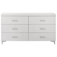 Contemporary White Finish Storage Dresser of 6 Drawers Wooden Bedroom Furniture 1pc