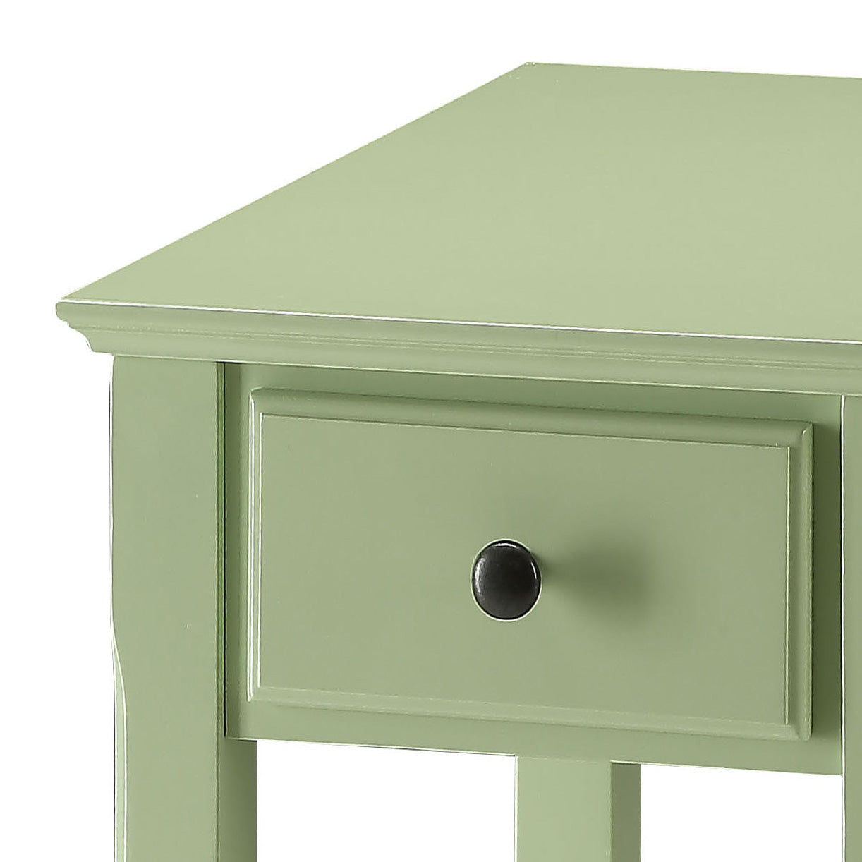 Light Green Accent Table with Bottom Shelf