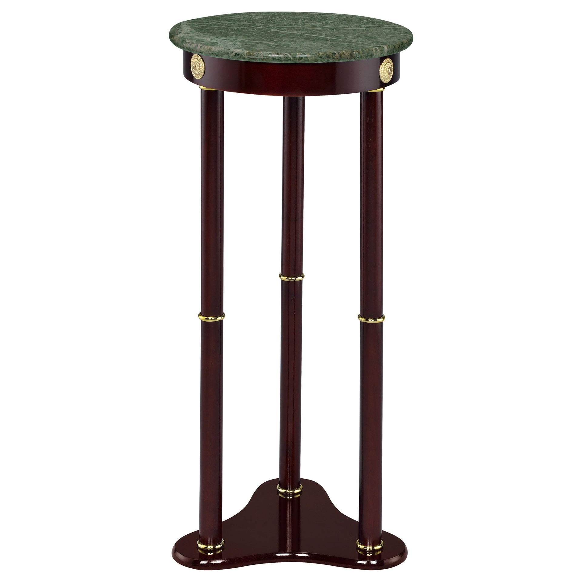 Elna Merlot and Green Accent Side Table with Round Top Plant Stand