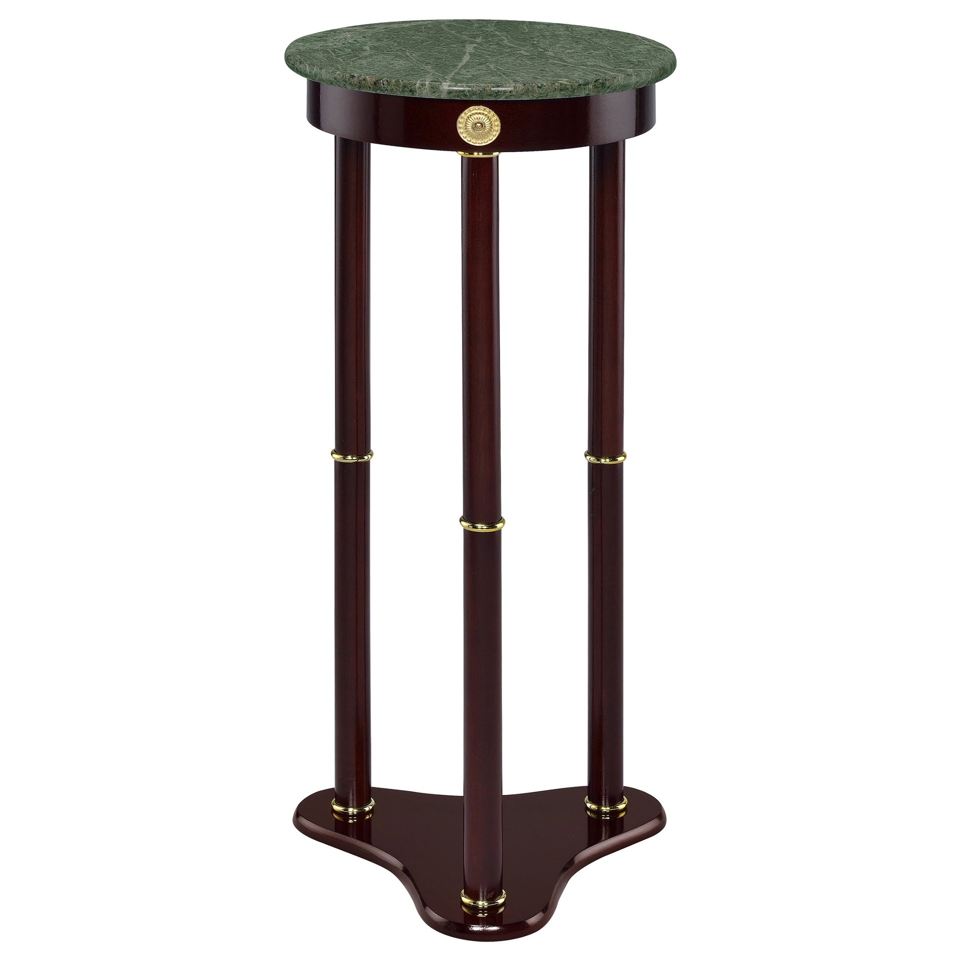 Elna Merlot and Green Accent Side Table with Round Top Plant Stand