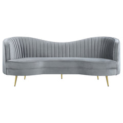 Reigha Grey and Gold Upholstered Sofa