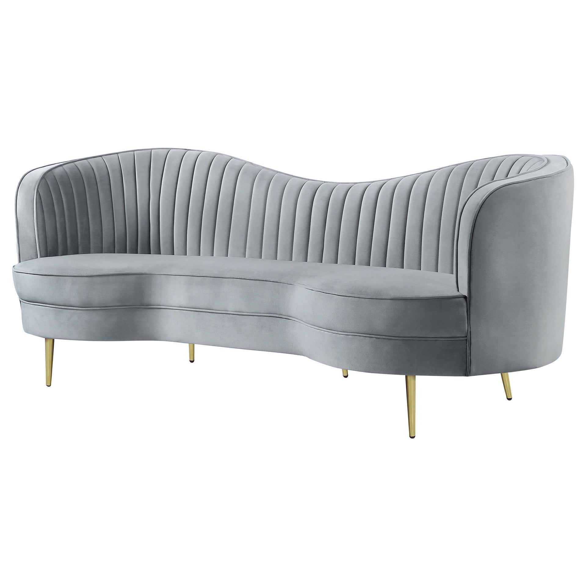 Reigha Grey and Gold Upholstered Sofa