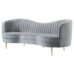 Reigha Grey and Gold Upholstered Sofa