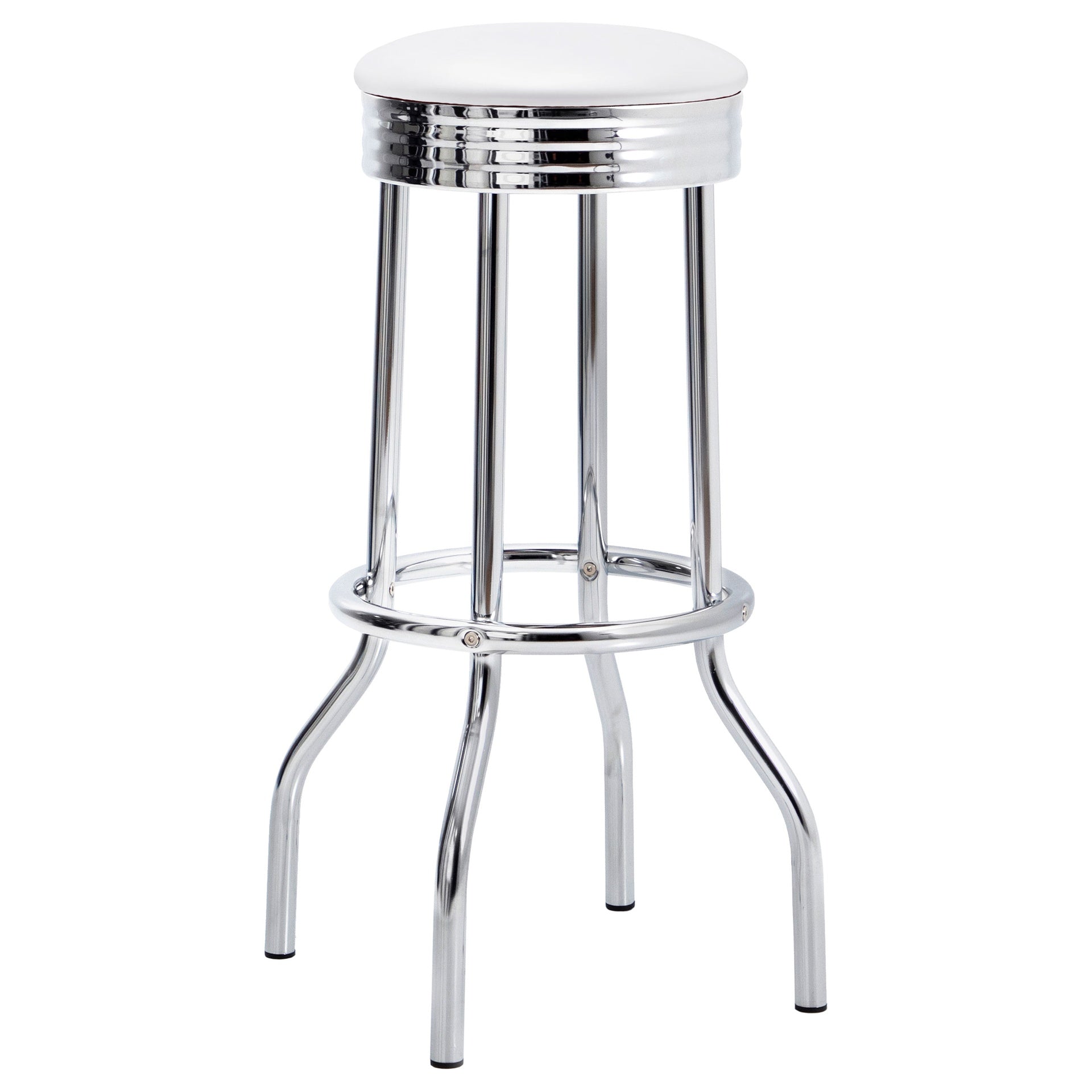 Midge White Upholstered Metal Swivel Bar Stool  (2 of Set)