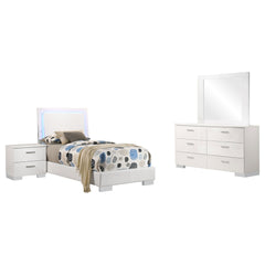 Dulcey White High Gloss 4-piece Twin Bedroom Set
