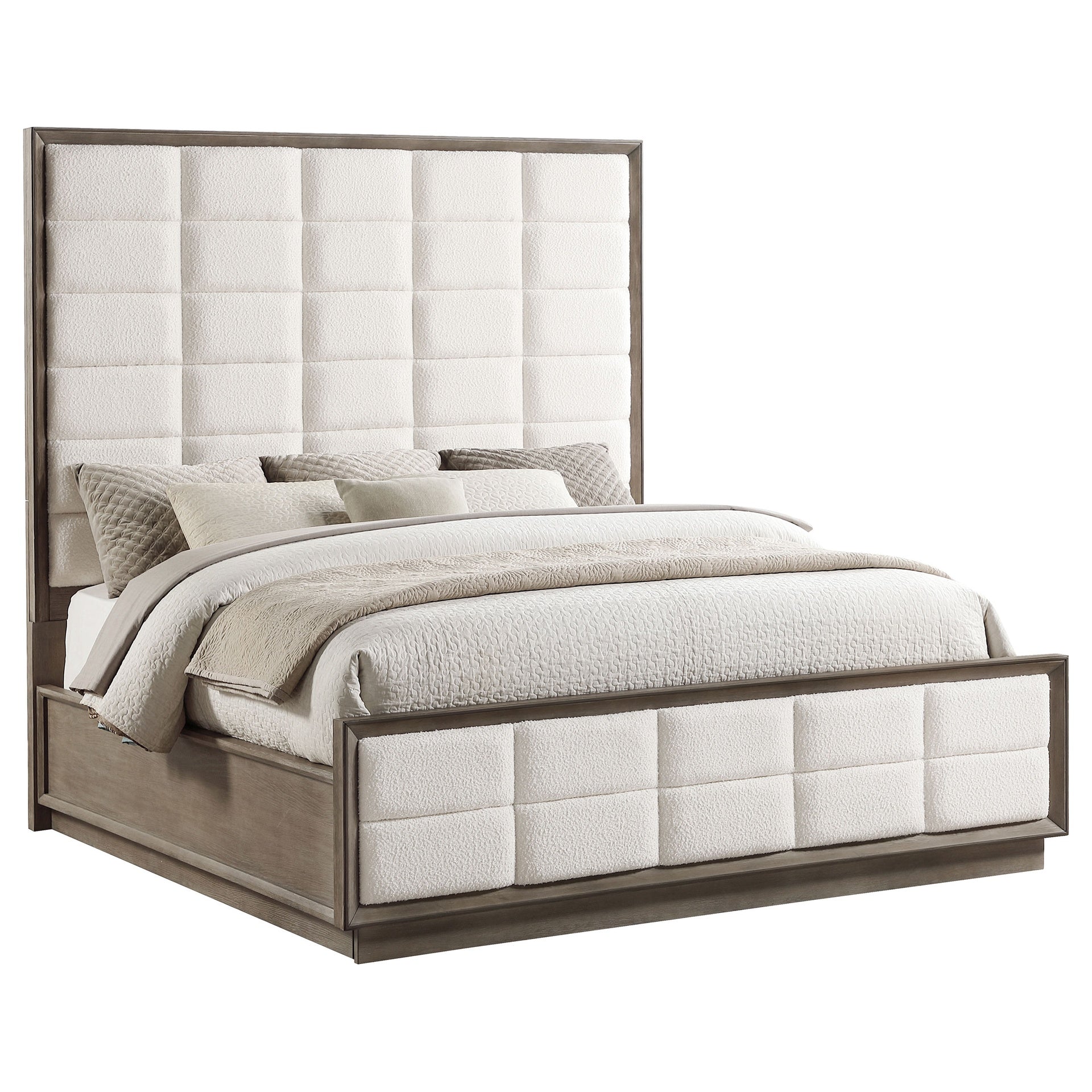 Prescott Taupe Oak Eastern King Panel Bed