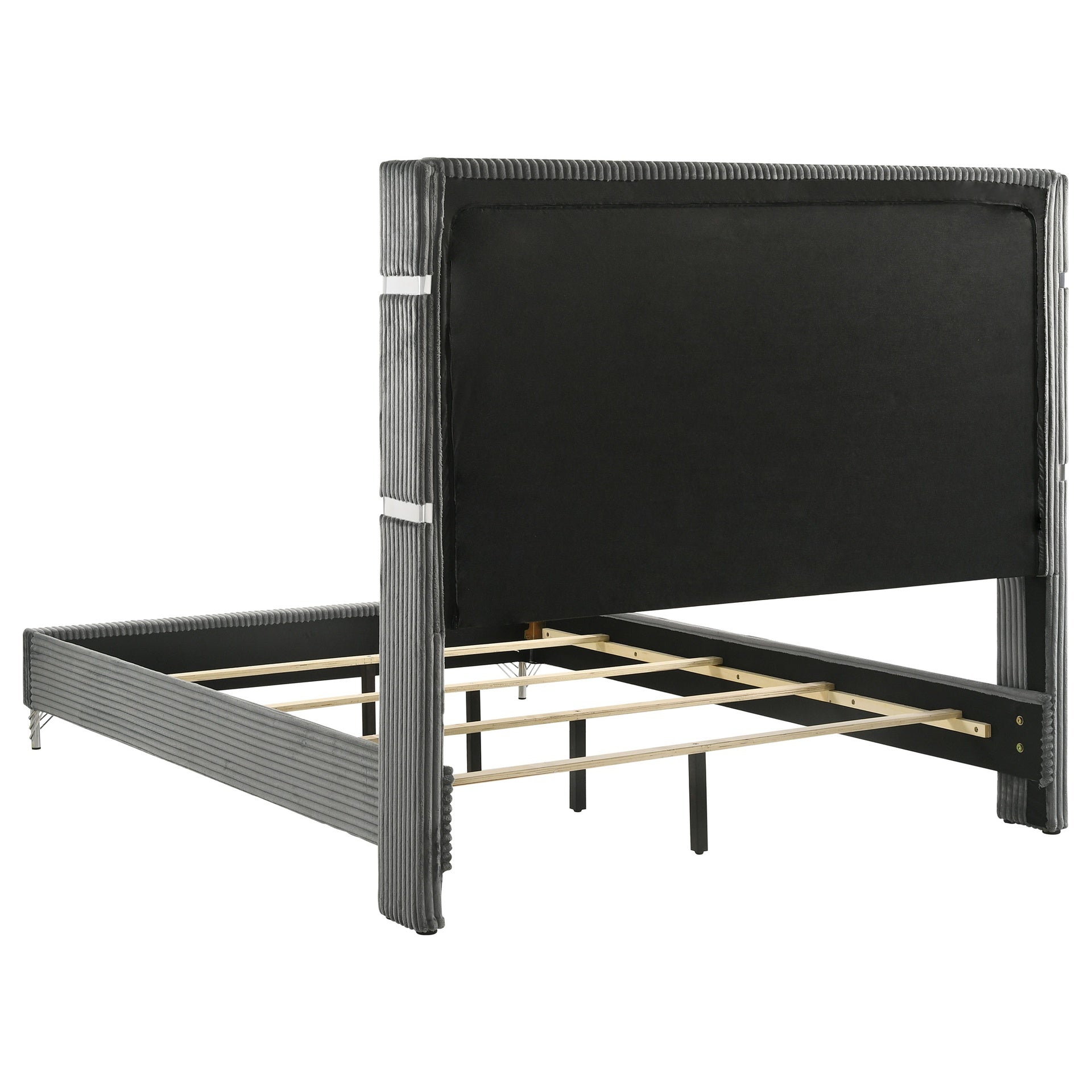 Malcolm Grey Upholstered Queen Wingback Bed