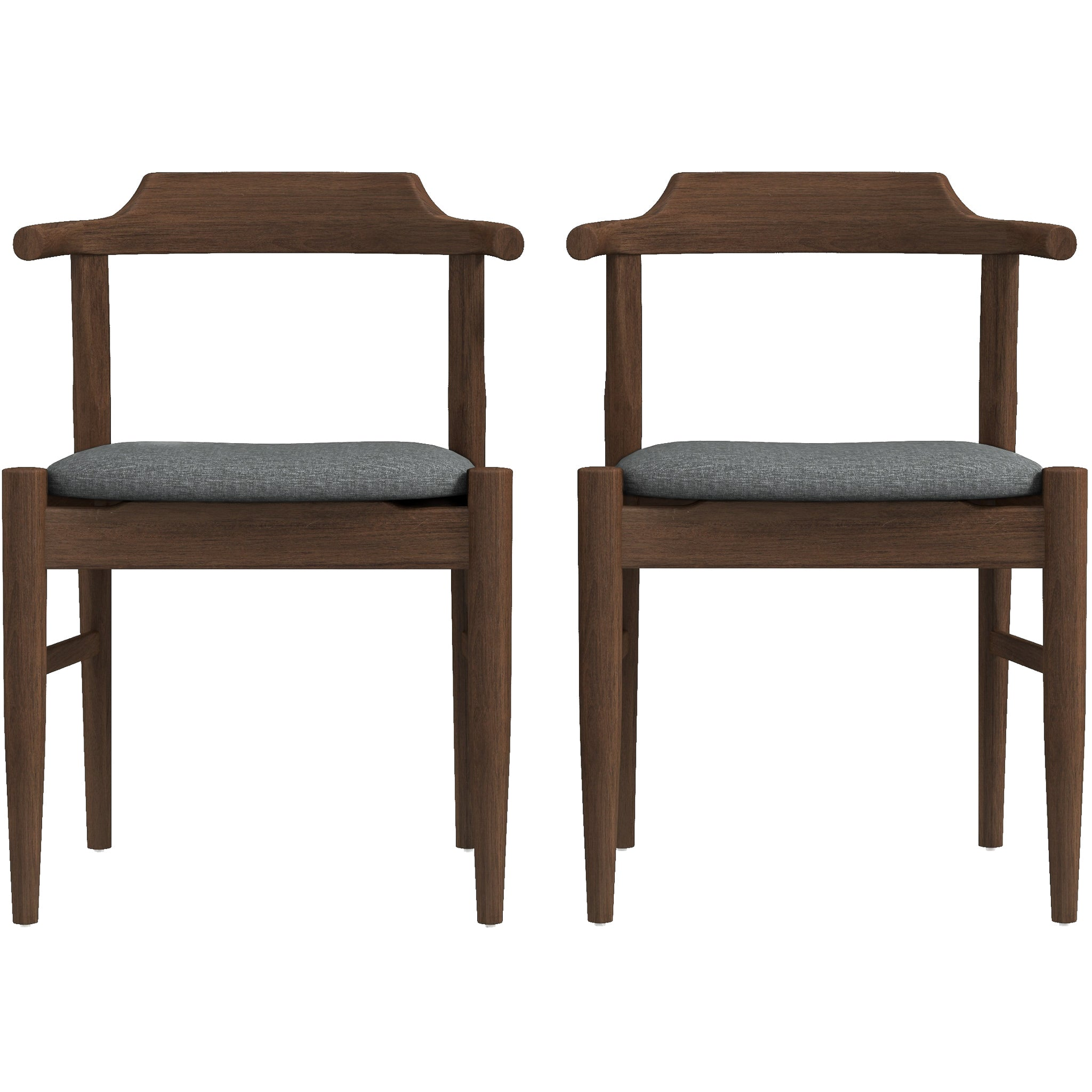 Daisy Mid-Century Modern Gray Fabric Dining Chair with Solid Wood Frame 18.50" L x 22.50" W x 28.00" H Farmhouse Kitchen Side Chairs with Foot Pegs (Set of 2)