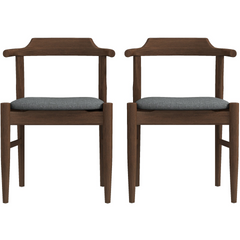 Daisy Mid-Century Modern Gray Fabric Dining Chair with Solid Wood Frame 18.50" L x 22.50" W x 28.00" H Farmhouse Kitchen Side Chairs with Foot Pegs (Set of 2)