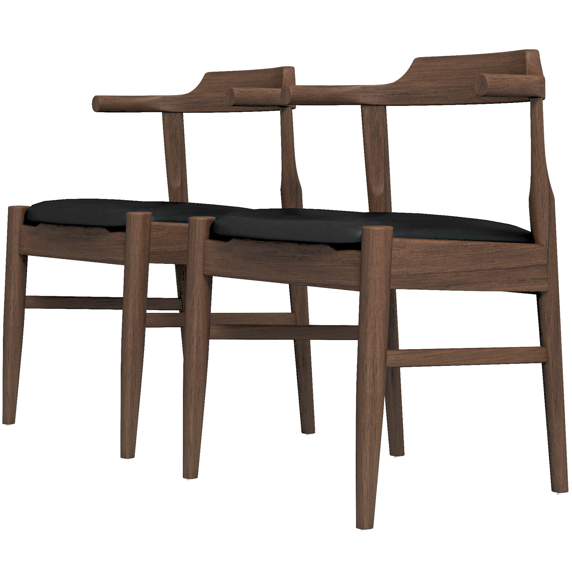 New Design Leon Mid-Century Modern Leather Dining Chair (Set of 2)