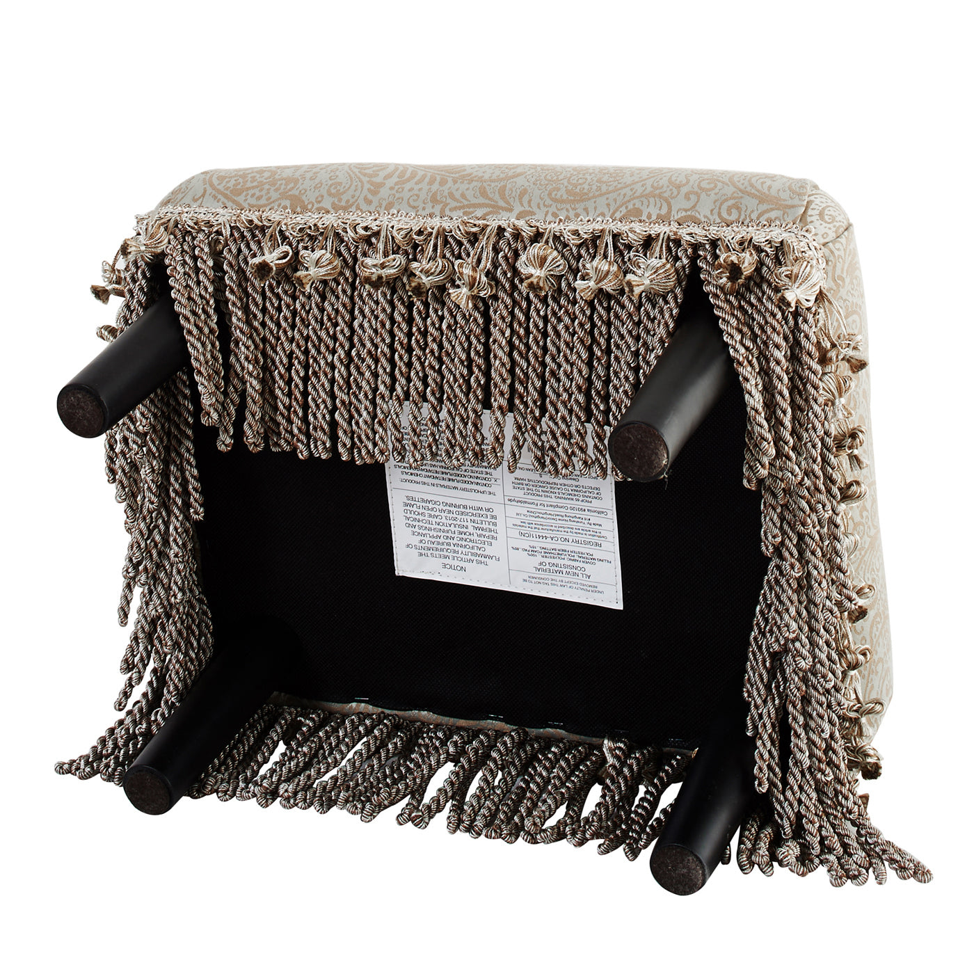 Fiona Accent Footstool Ottoman, Silvery-Blue Beige Paisley Jacquard