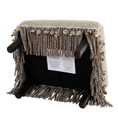 Fiona Accent Footstool Ottoman, Silvery-Blue Beige Paisley Jacquard