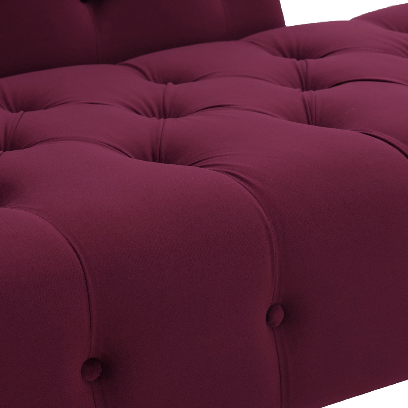 Samuel Tufted Roll Arm Chaise Lounge, Burgundy Velvet