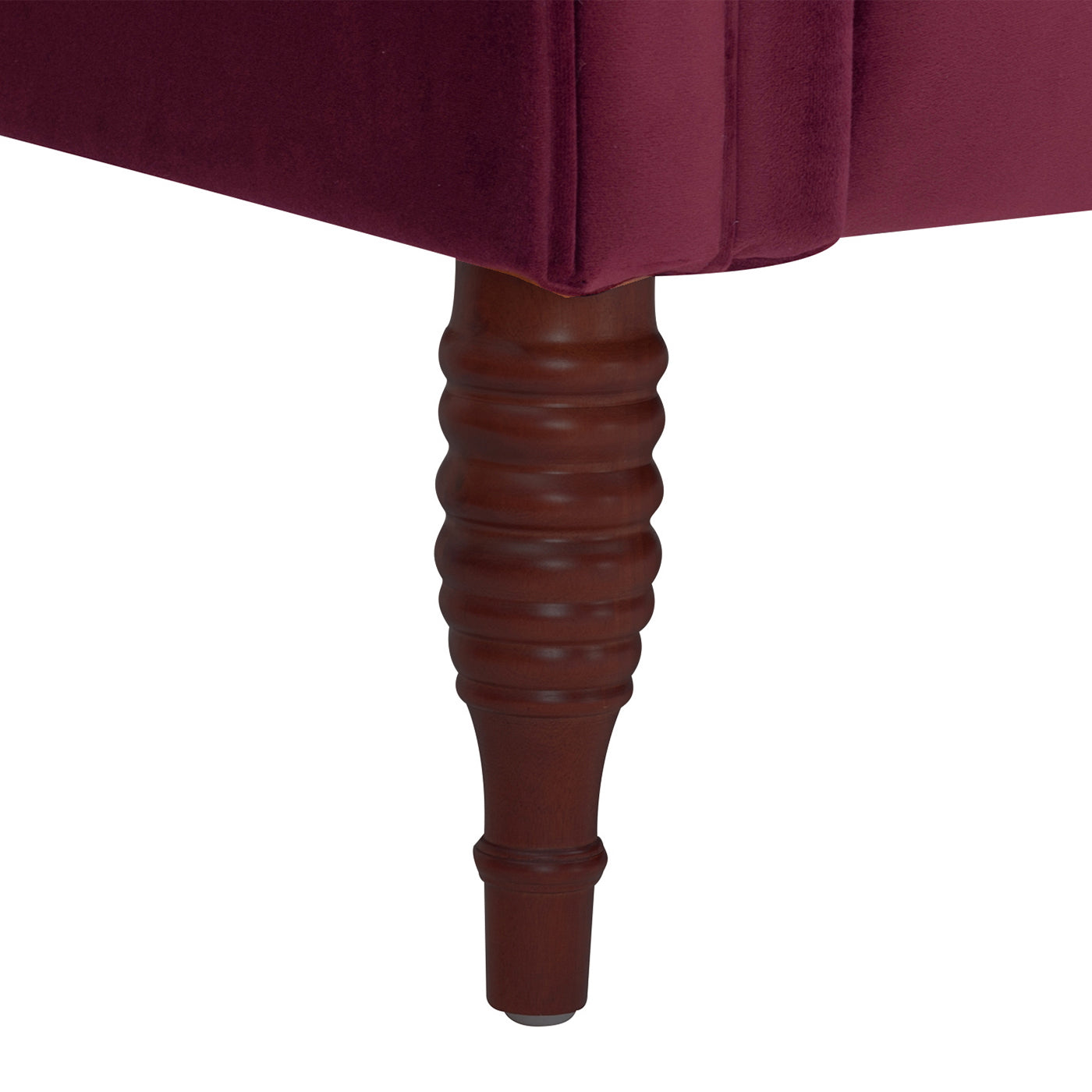 Samuel Tufted Roll Arm Chaise Lounge, Burgundy Velvet