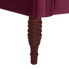 Samuel Tufted Roll Arm Chaise Lounge, Burgundy Velvet