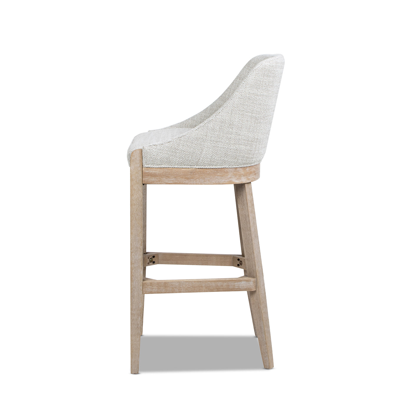 Newport 30.5" Coastal Curved Back Upholstered Barstool, Two-Tone Neutral Gray Polyester Wool Blend