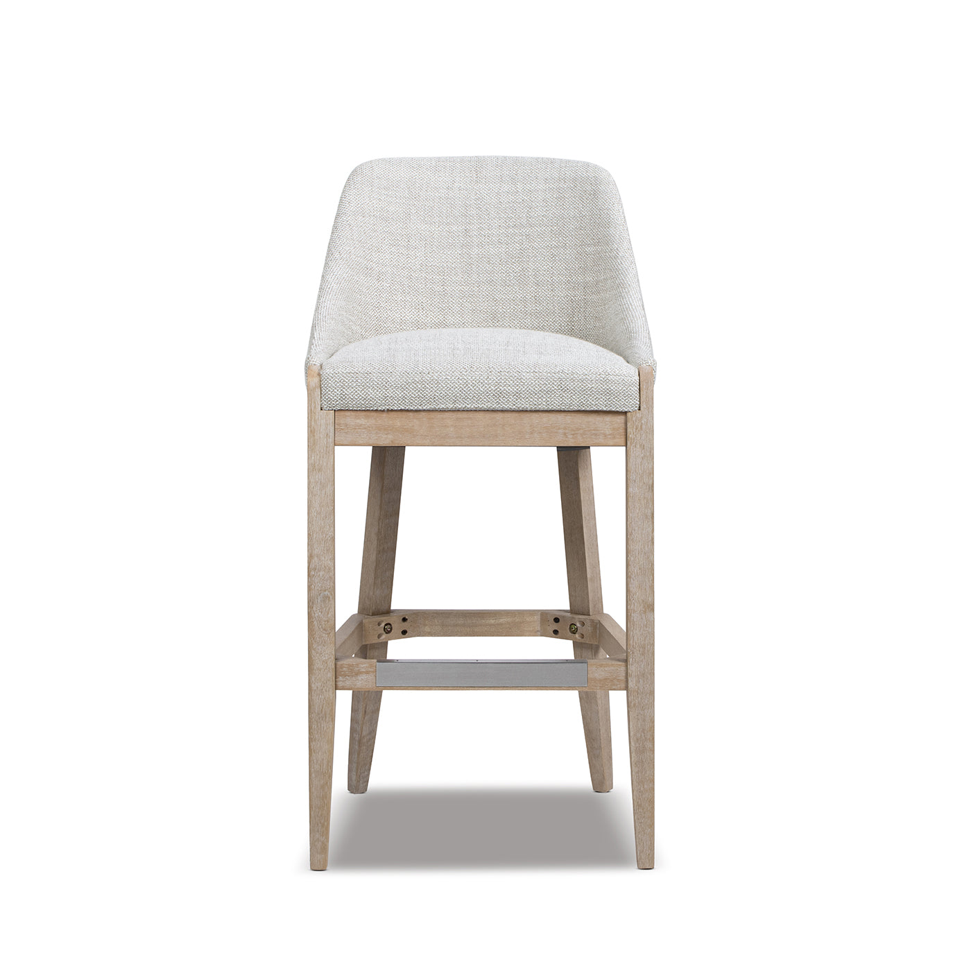 Newport 30.5" Coastal Curved Back Upholstered Barstool, Two-Tone Neutral Gray Polyester Wool Blend