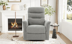 Manual Recliner Chair Rocking and Swivel Recliner Nursery Rocking Recliner Massage Recliner with 8-Point Massage Function and Adjustable Backrest for Living Room, Bedroom and Nursery, Grey