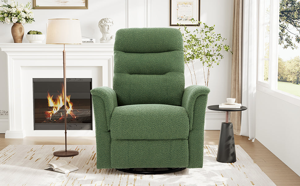 Manual Recliner Chair Rocking and Swivel Recliner Nursery Rocking Recliner Massage Recliner with 8-Point Massage Function and Adjustable Backrest for Living Room, Bedroom and Nursery, Green