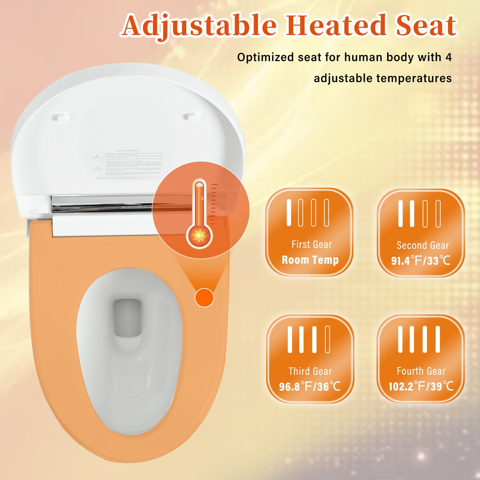 Smart toilet with Built-in Heated Seat, One Piece Elongated Modern Toilet with Adjustable Temp Heated Seat, Auto Flush,  Dual Flush Toilet 1/1.28 GPF, Foot sensor Flush, White Night Light,Knob Control