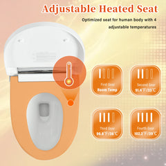 Smart toilet with Built-in Heated Seat, One Piece Elongated Modern Toilet with Adjustable Temp Heated Seat, Auto Flush,  Dual Flush Toilet 1/1.28 GPF, Foot sensor Flush, White Night Light,Knob Control