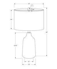Lighting, 24"h, Table Lamp, Black Concrete, Grey Shade, Contemporary