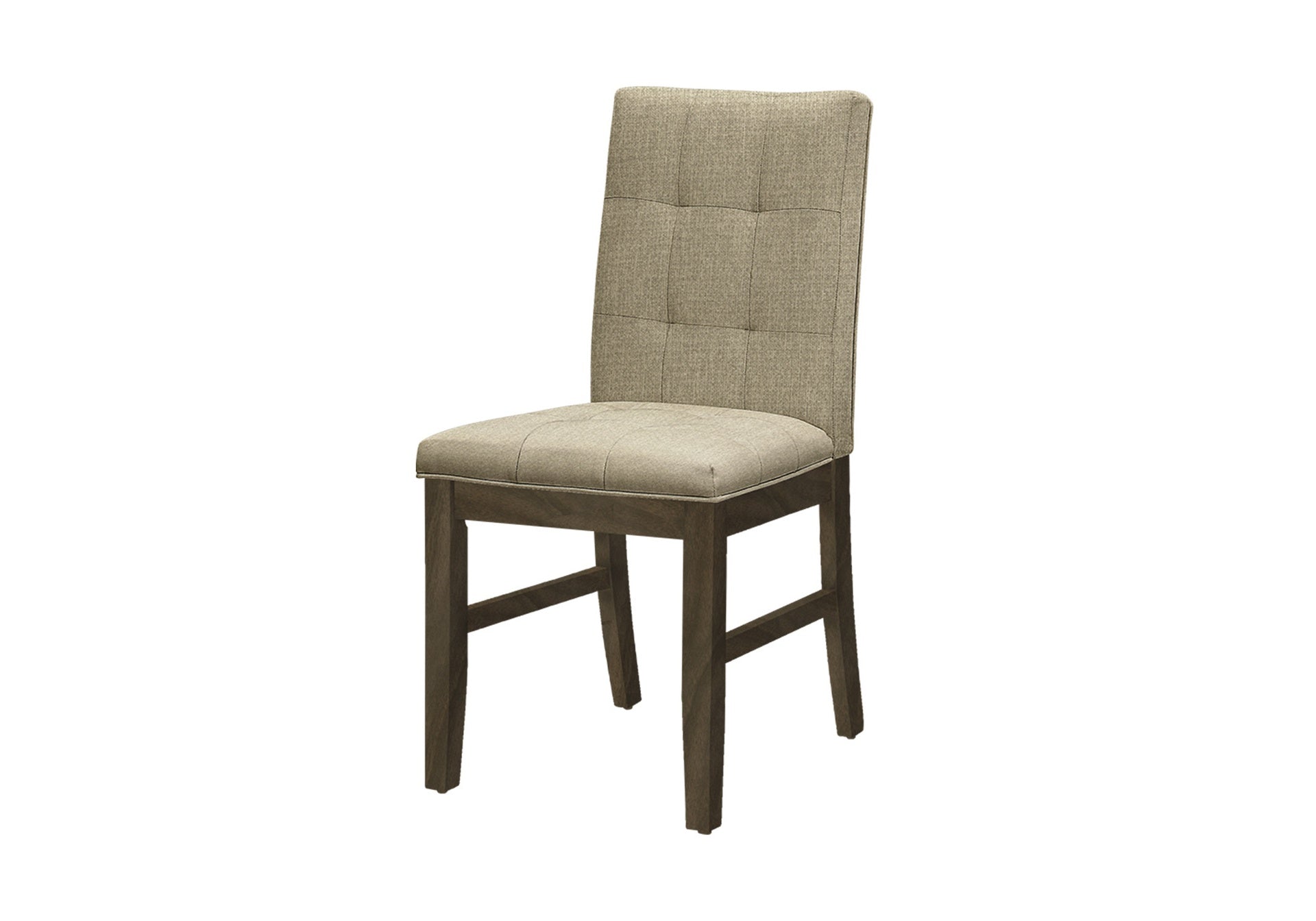 Dining Chair, 37" Height, Set Of 2, Upholstered, Dining Room, Kitchen, Brown Fabric, Grey Solid Wood, Transitional