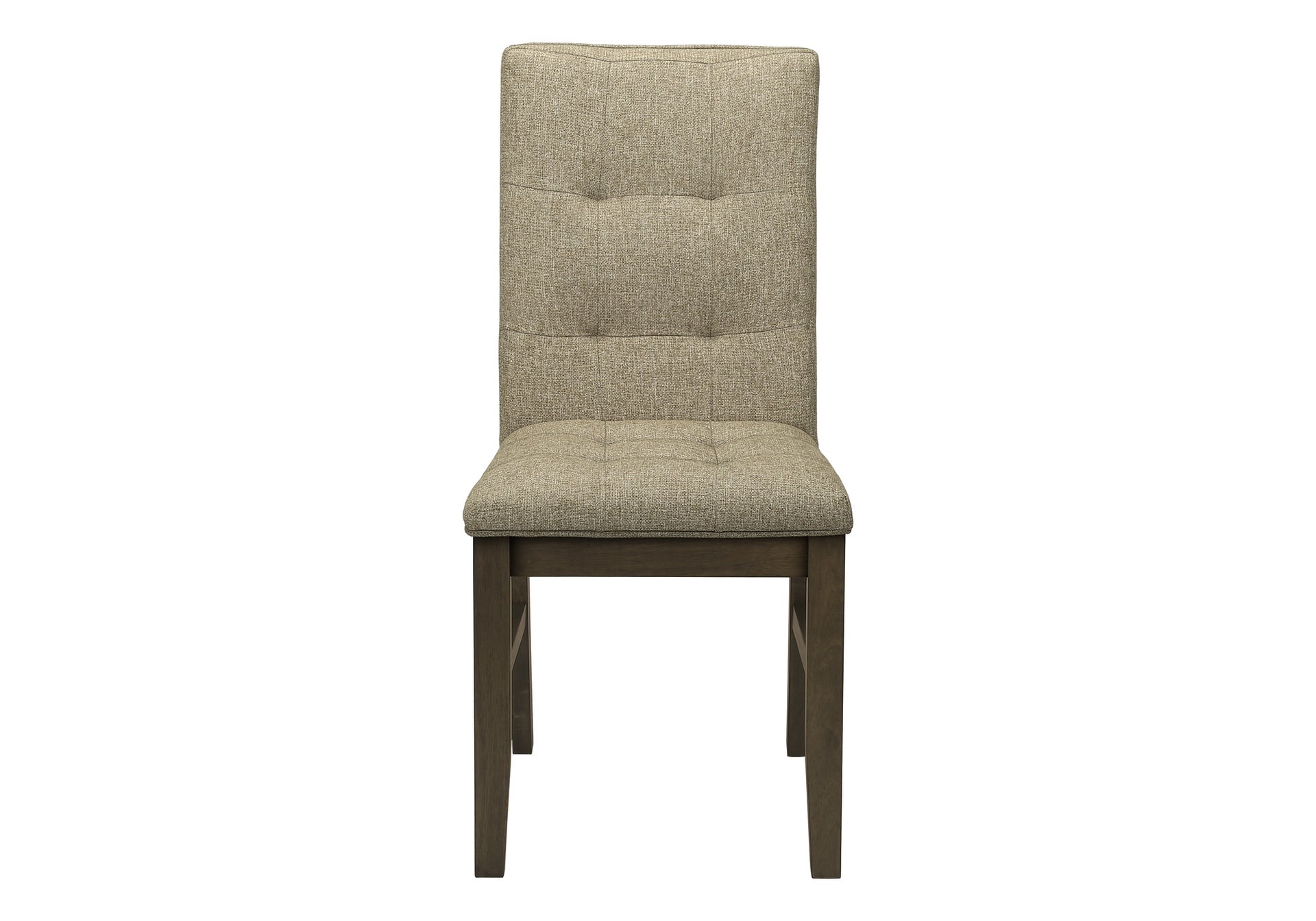 Dining Chair, 37" Height, Set Of 2, Upholstered, Dining Room, Kitchen, Brown Fabric, Grey Solid Wood, Transitional