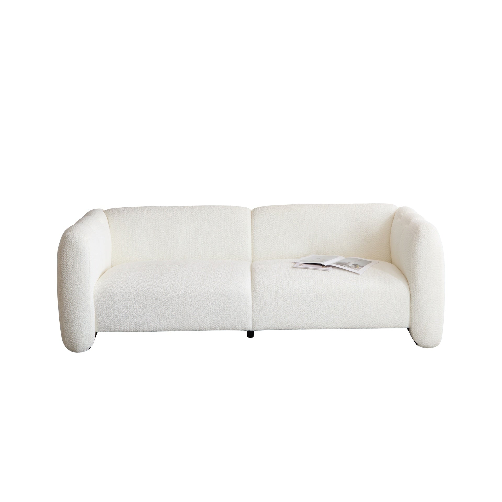 Tonson 83" 3-Seater Boucle Sofa,Wave Design, Living Rooms,Bedrooms,Apartment Office,WHITE
