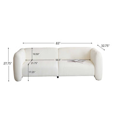 Tonson 83" 3-Seater Boucle Sofa,Wave Design, Living Rooms,Bedrooms,Apartment Office,WHITE
