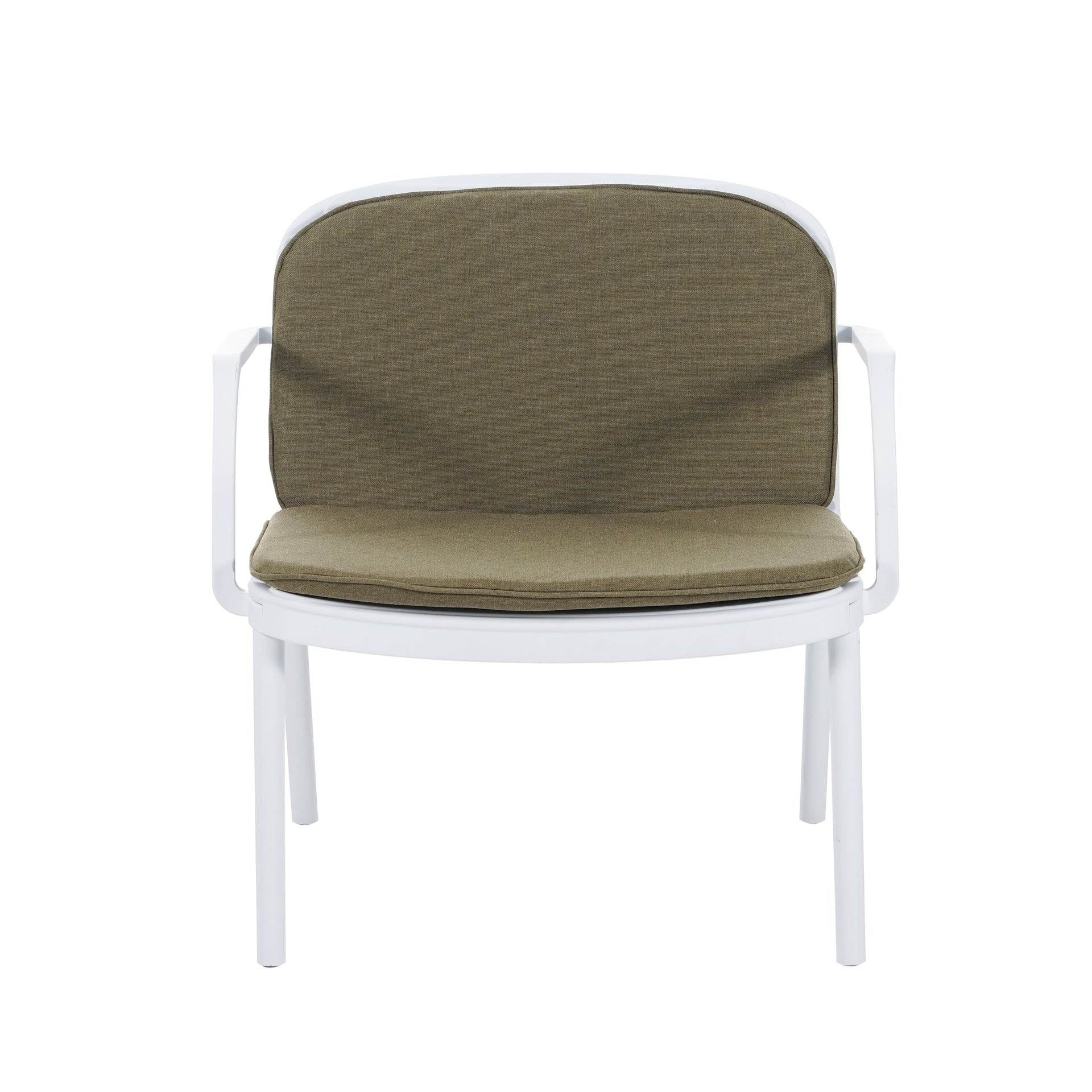 Luna Outdoor Patio PP 3PCS CHAT SET, White Frame with Green Cushion, (2Pcs Club Chairs and 1Pcs Loveseat)