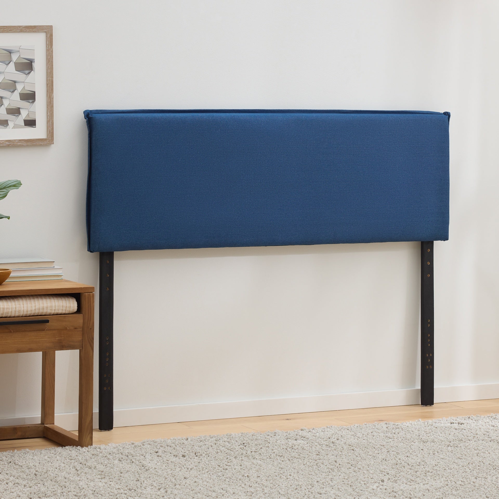Upholstered Pillow Headboard, King, Denim