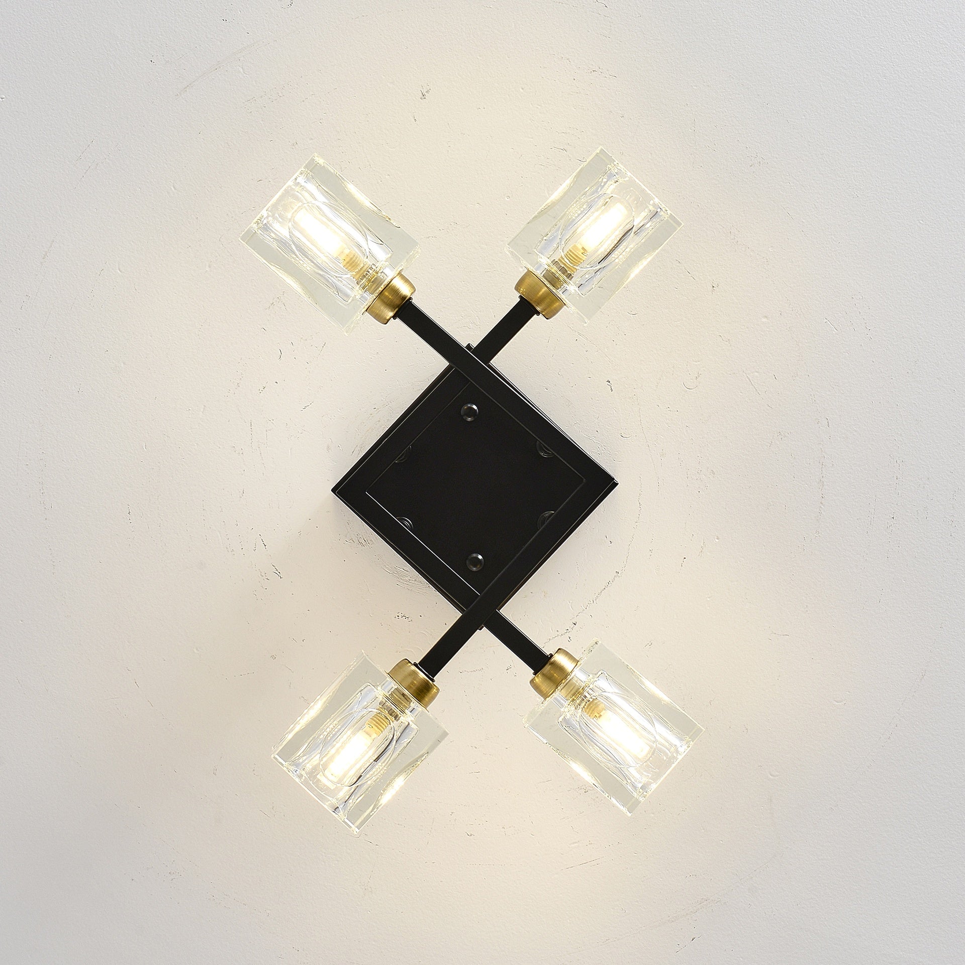 Modern Luxurious Crystal Ceiling Light, 4 Lights (BO INCLUDED Bulb) Modern Crystal Ceiling Light for Dining Room, Pendant Lamp Ceiling Lighting for Living Bedroom Hall Balcony --Matte Black