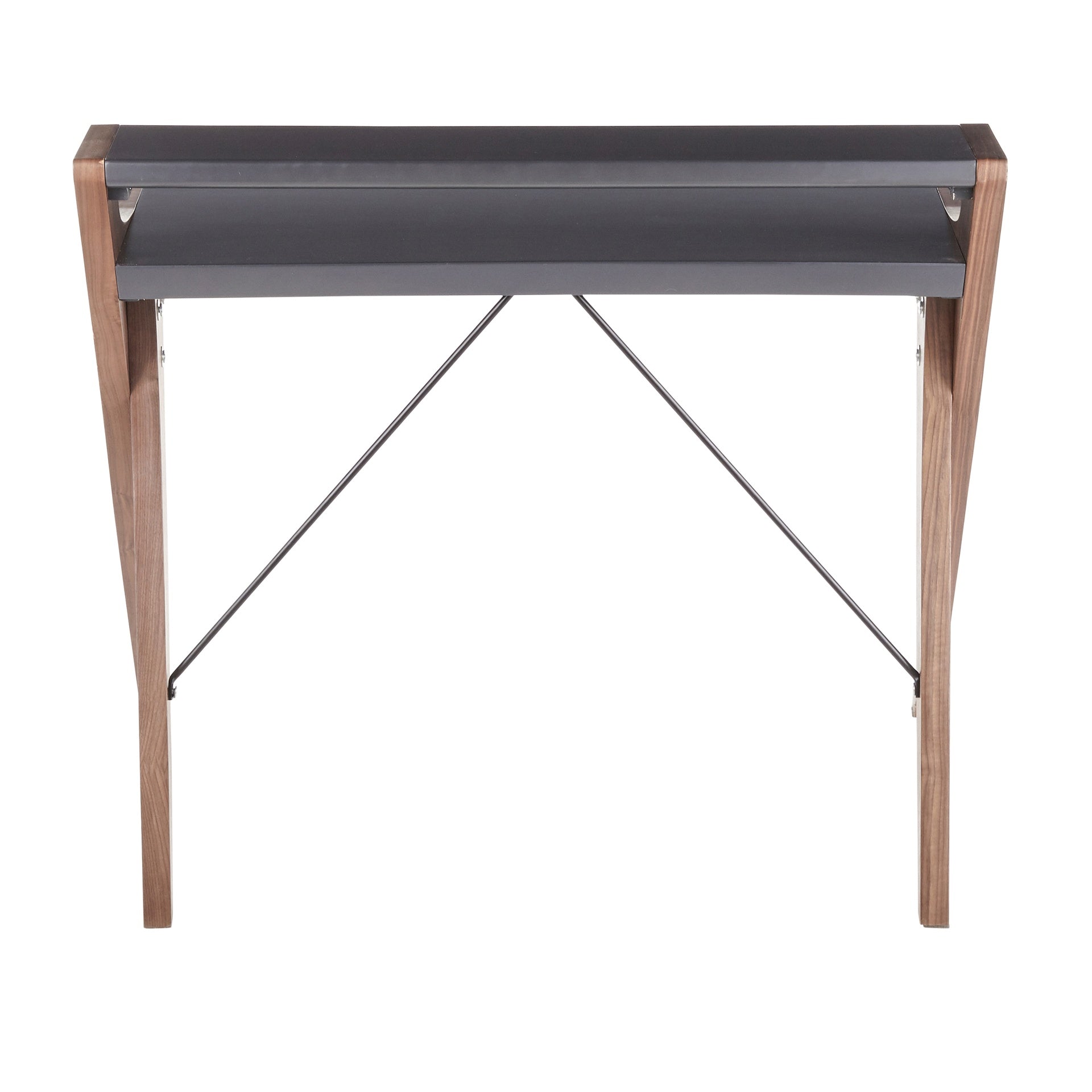 Archer Contemporary Desk in Walnut Wood with Grey Wood Top by LumiSource