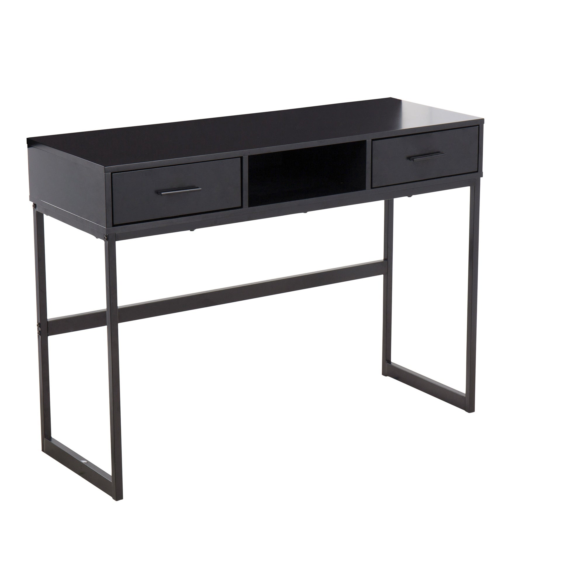 Franklin Contemporary Console Table in Black Metal and Black Wood by LumiSource