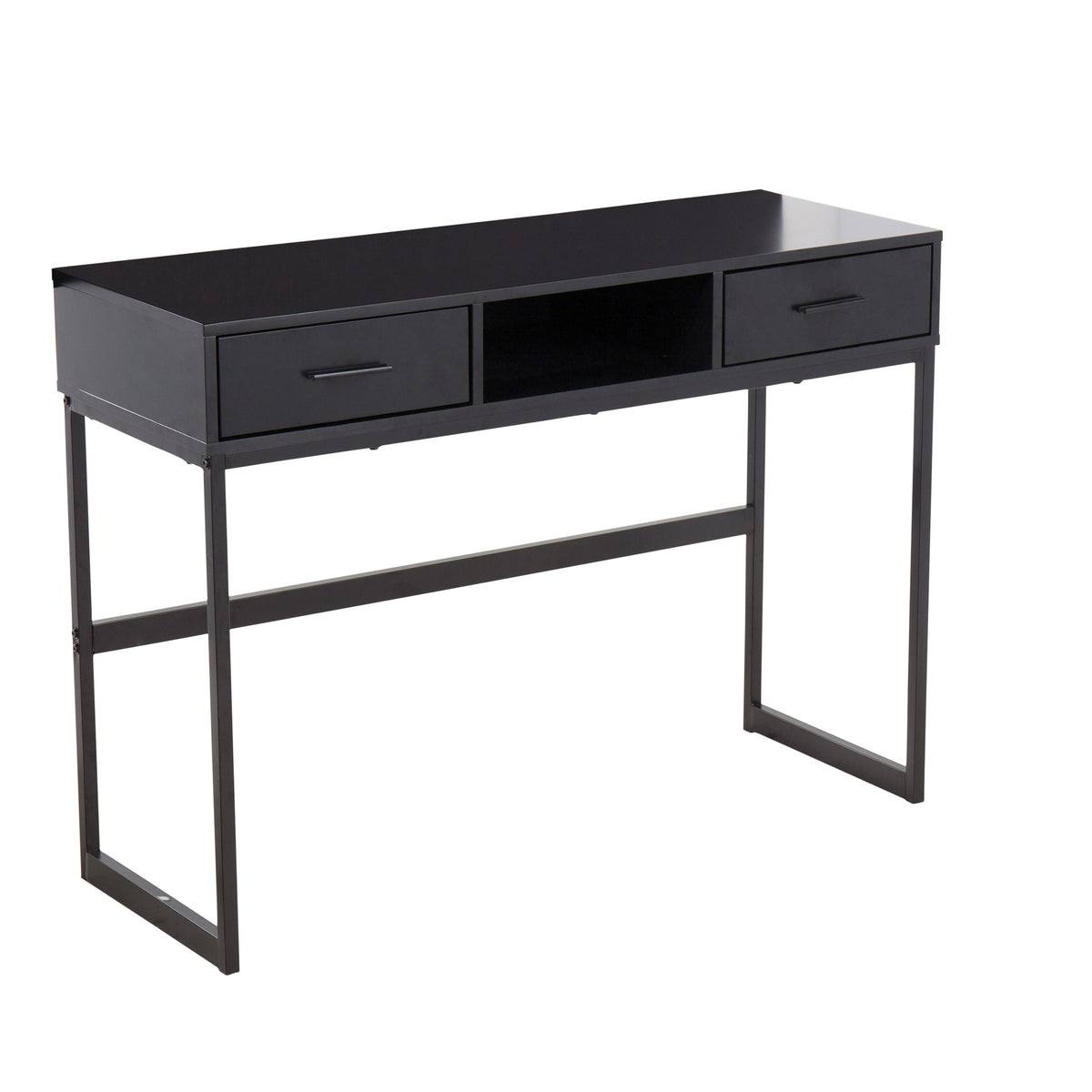 Franklin Contemporary Console Table in Black Metal and Black Wood by LumiSource