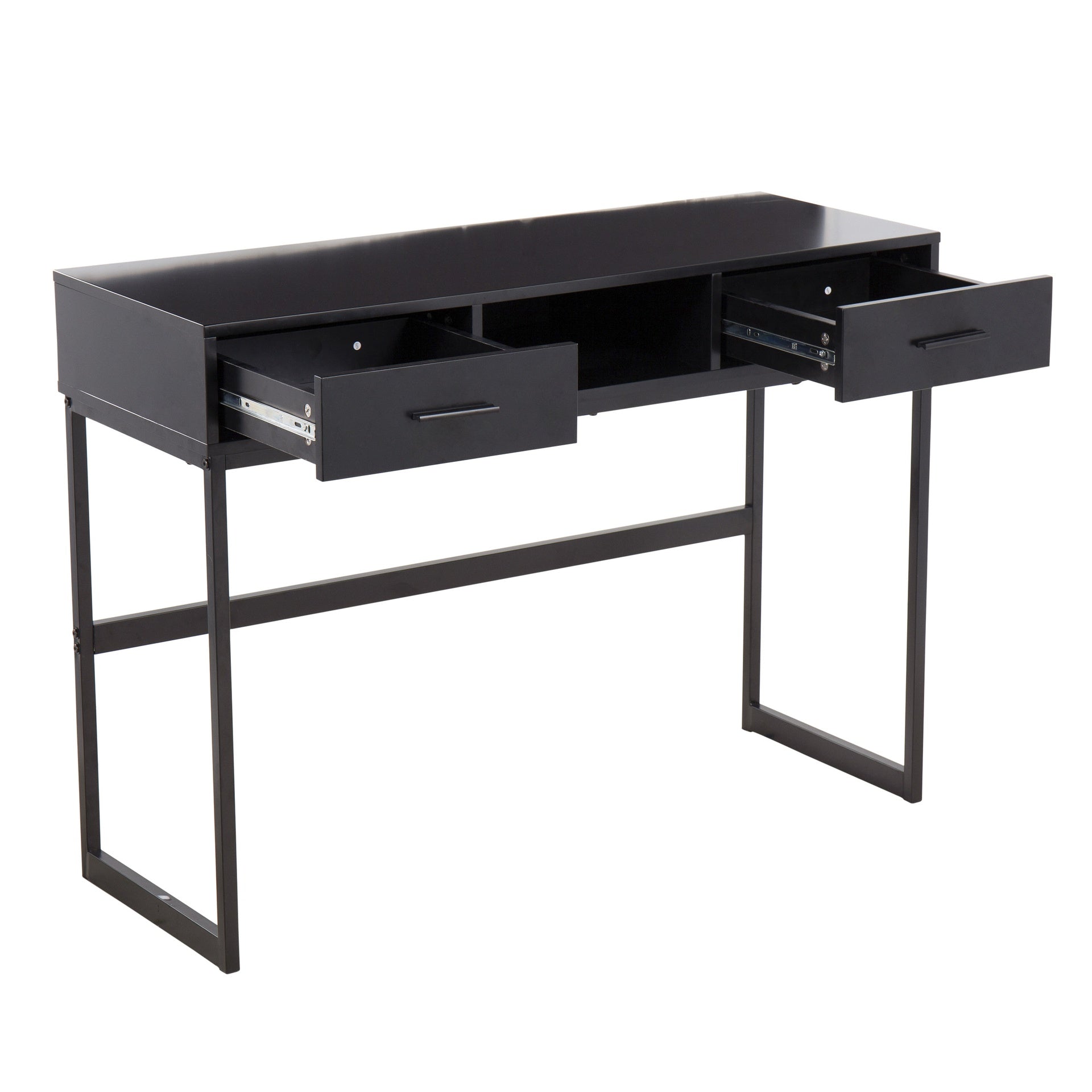 Franklin Contemporary Console Table in Black Metal and Black Wood by LumiSource