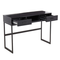 Franklin Contemporary Console Table in Black Metal and Black Wood by LumiSource
