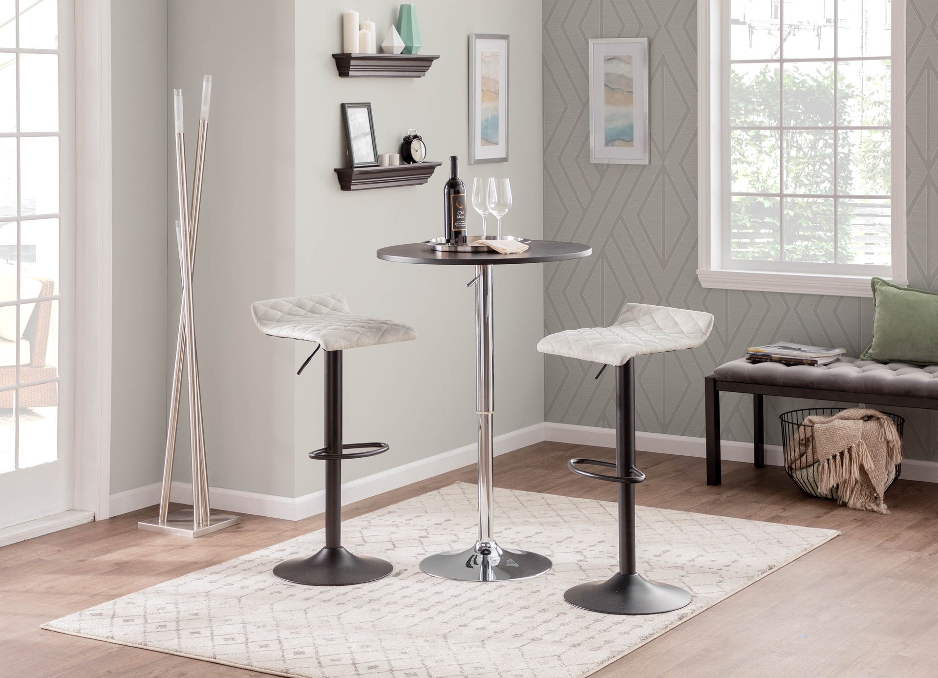 Adjustable Contemporary Bar Table in Black by LumiSource