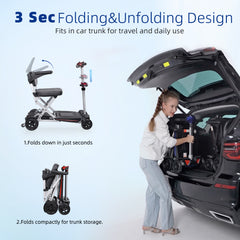 MOBIFREE Powered Lightweight Manual Folding Mobility Scooter M2020 for Adults and Seniors.