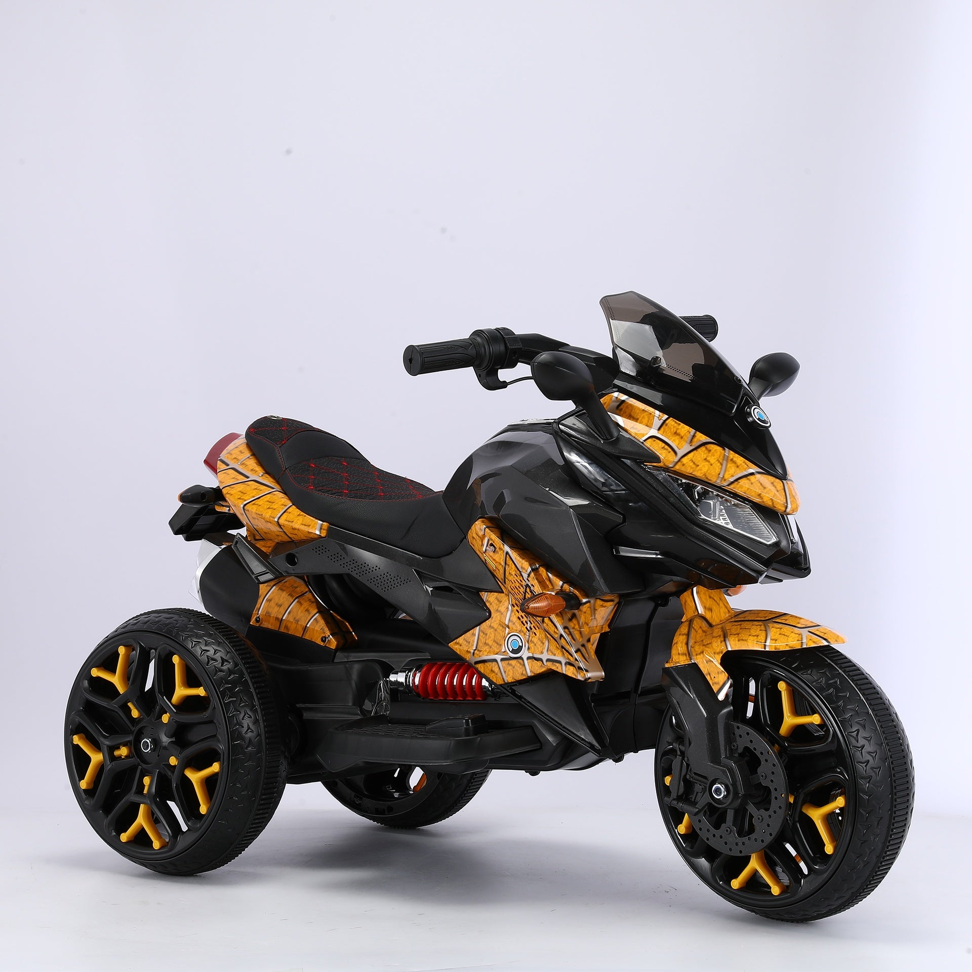 Kids Motorcycle Ride-On Motorcycle 3-Wheels Battery Powered Motorbike  Rechargeable 12 V kids  ride on toy with PU seat Training  Wheels/manual throttle/ drive by hand /Lighting  wheels