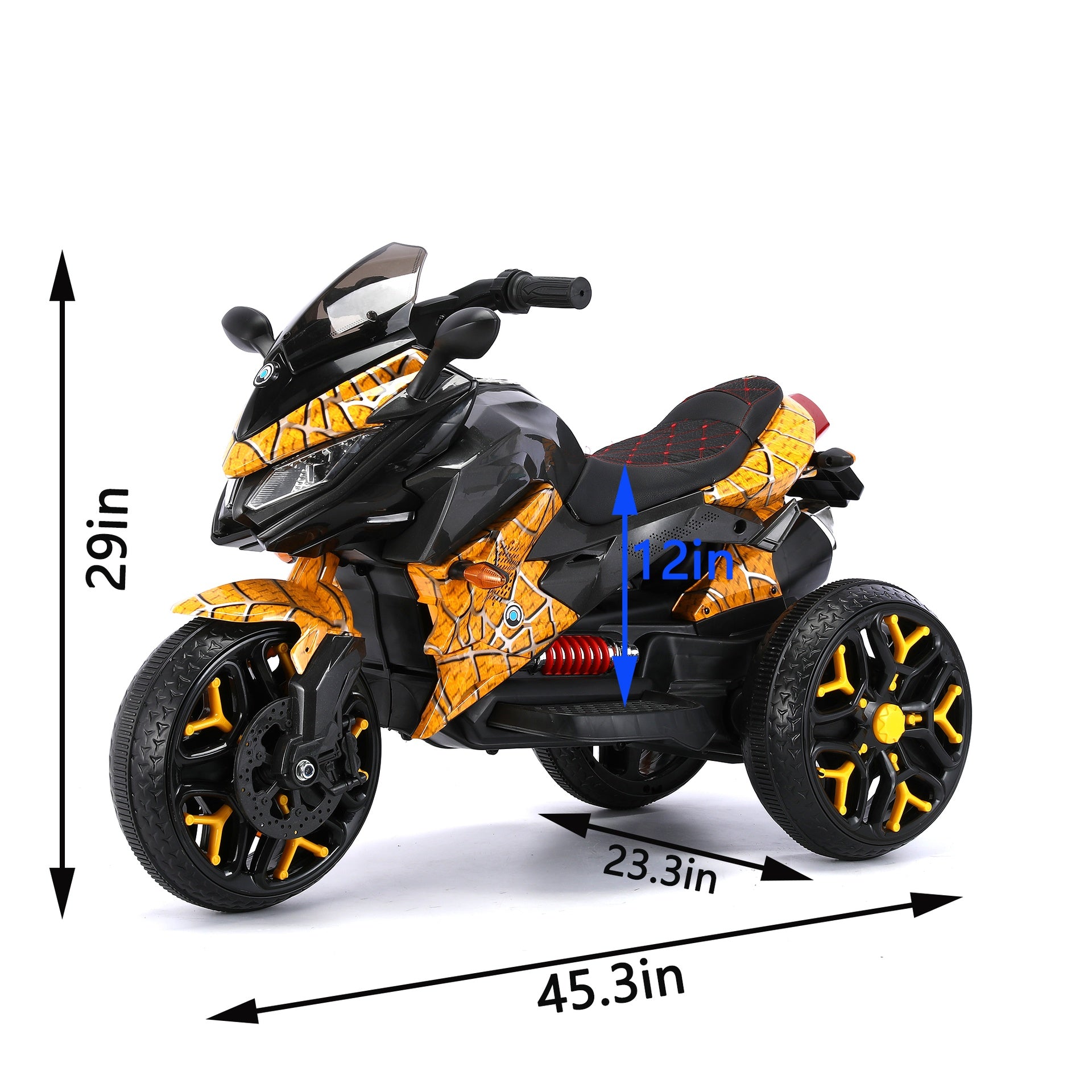 Kids Motorcycle Ride-On Motorcycle 3-Wheels Battery Powered Motorbike  Rechargeable 12 V kids  ride on toy with PU seat Training  Wheels/manual throttle/ drive by hand /Lighting  wheels