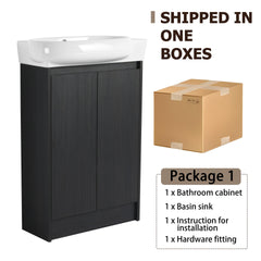 23" Freestanding Bathroom Vanity with Sink and Storage Rack, Soft Close Doors