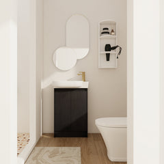 23" Freestanding Bathroom Vanity with Sink and Storage Rack, Soft Close Doors