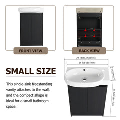 23" Freestanding Bathroom Vanity with Sink and Storage Rack, Soft Close Doors
