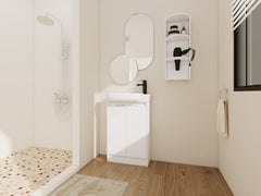 23" Freestanding Bathroom Vanity with Sink and Storage Rack, Soft Close Doors