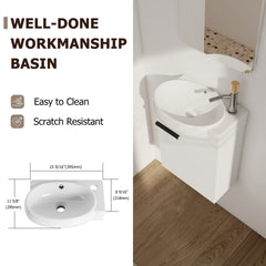 Soft Close Doors Bathroom Vanity With Sink and Storage Rack,16 Inch  For Small Bathroom